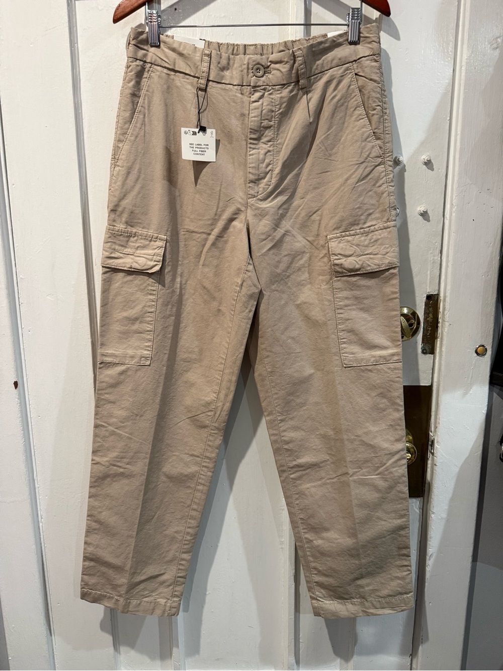 Zara Men's Beige Cargo Pants with Side Flap Pockets